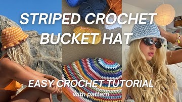 CROCHET TUTORIAL- STRIPED SUMMER BUCKET HAT 🐚🫐🥥 pinterest inspired | with easy pattern