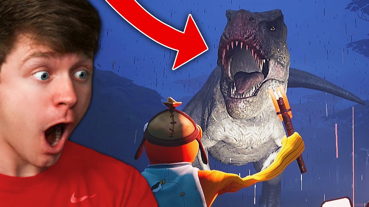There are DINOSAUR GAMES in FORTNITE!? (Jurassic Park Horror)