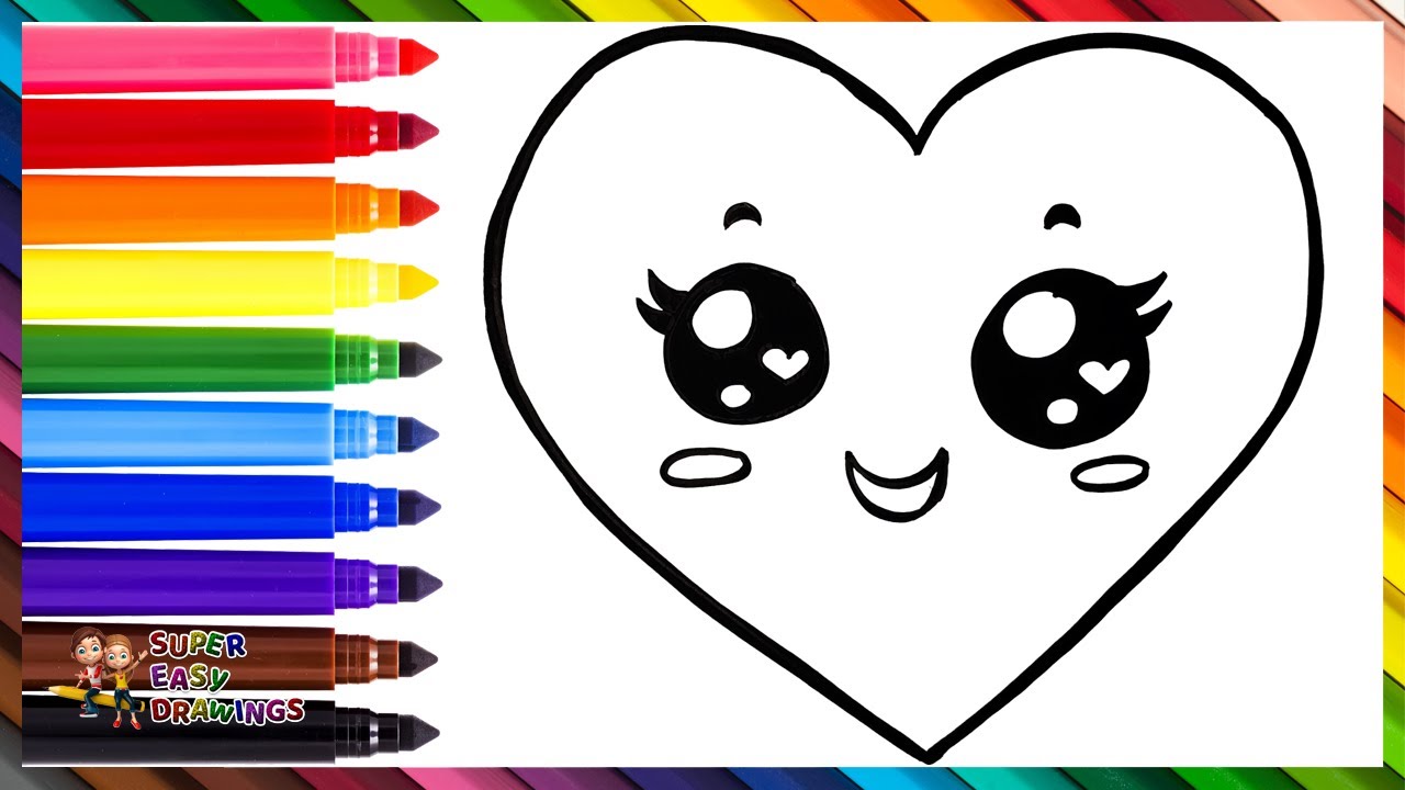 How To Draw A Heart ️ Drawing And Coloring A Cute Rainbow Heart ...