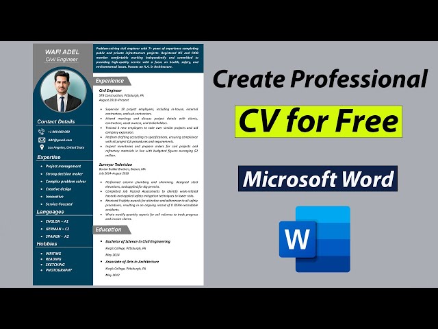 Create Best CV for Free in MS Word | Best CV Format 2023 for Job | CV Tutorial class=