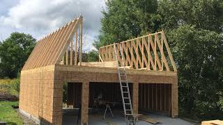 Gambrel Garage Homemade trusses Part 4