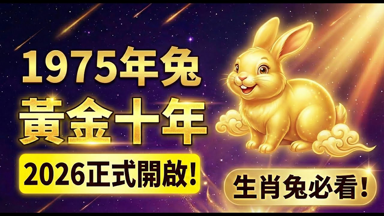 1975年生肖兔：2026年起，你的『黃金十年』正式開啟！告別奔波勞碌，後半輩子靠這份財運安穩無憂！#1975年屬兔 #屬兔2026運勢 #2026生肖兔運程 #晚年運勢 #乙卯兔 #生肖兔 #招財