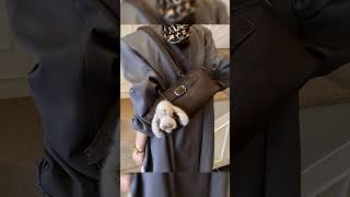 Vintage Buckle Decor Shoulder Bag with Plush Charm