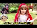 CHAPEUZINHO VERMELHO e LOBO MAU! Vídeo infantil com crianças brincando de historinha e teatrinho!