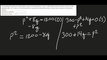 Finite Mathematics & Calculus | Question: If the demand function for a commodity is given by the ...
