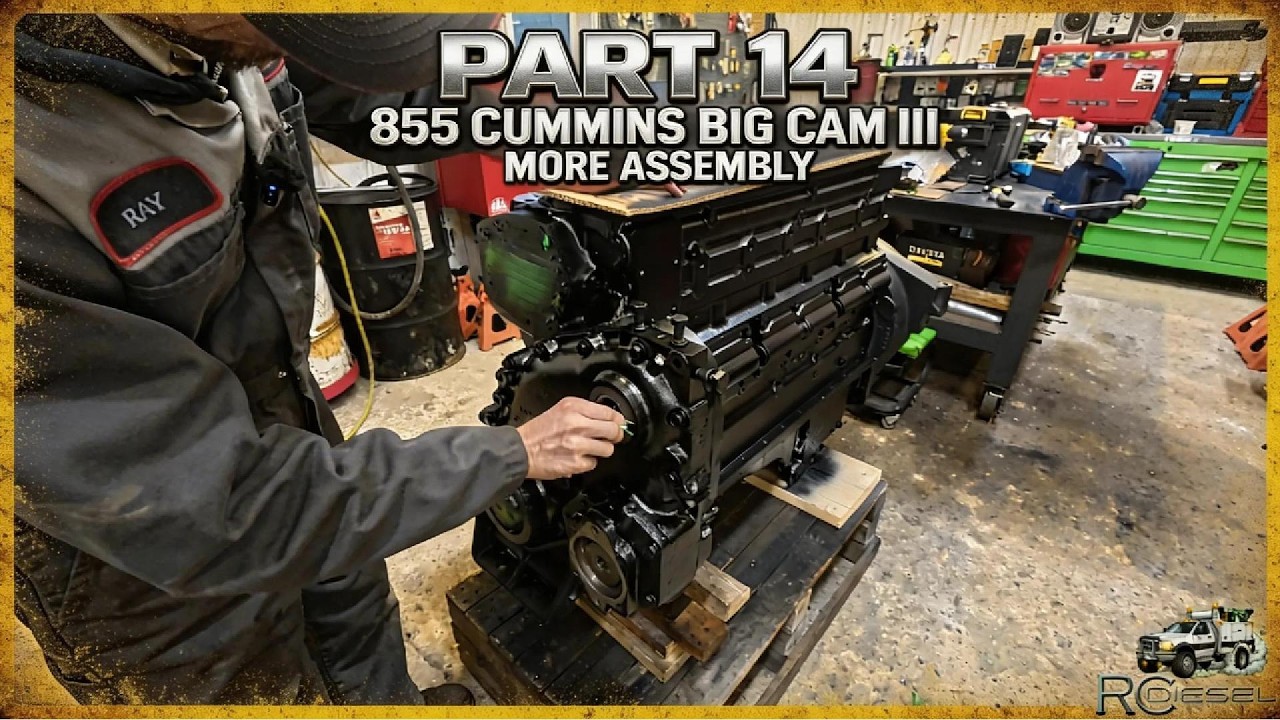 Капитальный ремонт двигателя Cummins 855 P14 | Установка маховика, масляного насоса, механизма га...
