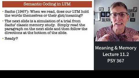 367 Lecture 11.2 Meaning in Short-Term and Long-Term Memory