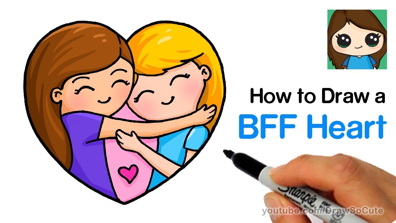 How To Draw Best Friends Forever Heart Easy Youtube