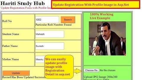 Update Registration Data with Profile Image in Asp.Net C# | Hindi | Free Online Classes | SQL Server