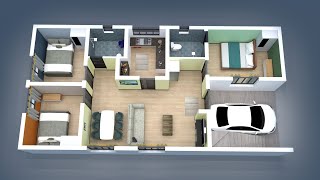 25 x 50 house plan | 1250 sqft | 3bhk | vastu home 3d plan