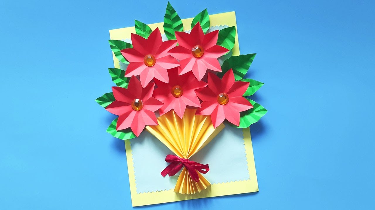 Объемная открытка с цветами / Поделки из бумаги / Подарки своими руками /Beautiful card idea - YouTube
