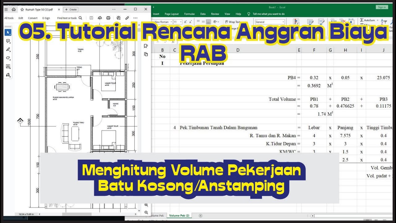Part 5 RAB Menghitung Volume Pekerjaan Batu Kosong/Anstamping - YouTube