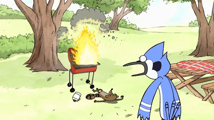 Regular Show - Mordecai And Rigby Grilling The Hotdogs