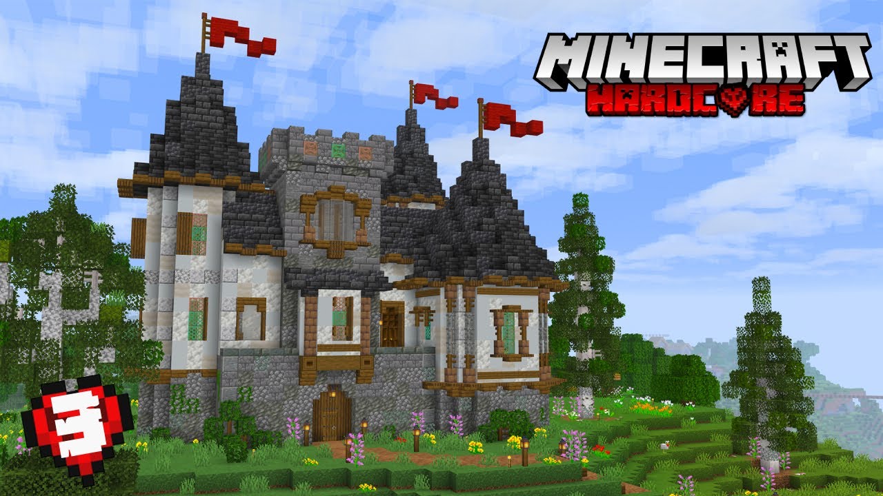 I Built a Villager Trading Hall Castle in HARDCORE Minecraft! (#3)