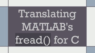 Translating MATLAB