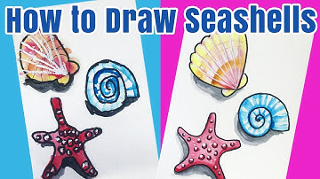 How to Draw Seashells Kids Watercolor Art Tutorial