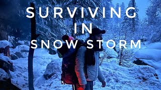 1 day survival in Snow storm camping in heavy snow mountains( Coldest Snow Camp At -15 Degree )