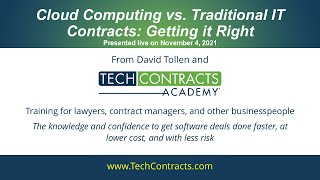Cloud Computing vs. Traditional IT Contracts: Getting it Right | LinkedIn Live, November 4, 2021