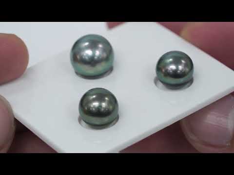 3pcs Green 10-12mm - RSR AAA/AA Quality Tahitian Pearl Trio Set ER1126