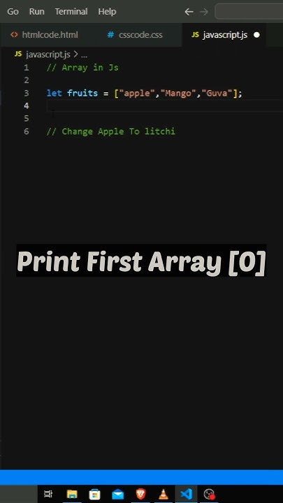 Print First Element Of Array In Js || How To print An Array #shorts # ...