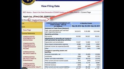 Downloading 10K data directly into Excel