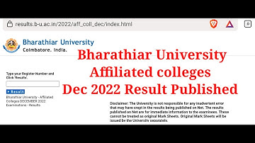 Bharathiar University affiliated colleges Dec 2022 Result Published For All UG and PG