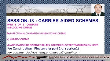 SESSION 13 PART 2: BLOCKING ,DIRECTIONAL COMPARISON UNBLOCKING & HYBRID SCHEME+APPLICATION 21 RELAY