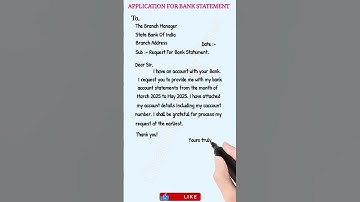 Application for Bank Statement | How to write a letter to Bank Manager for Bank Statement #shorts