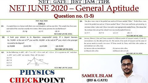 NET JUNE 2020 GENERAL APTITUDE- QUESTIONS (1 to 5) Detailed Solutions | CSIR NET PHYSICS