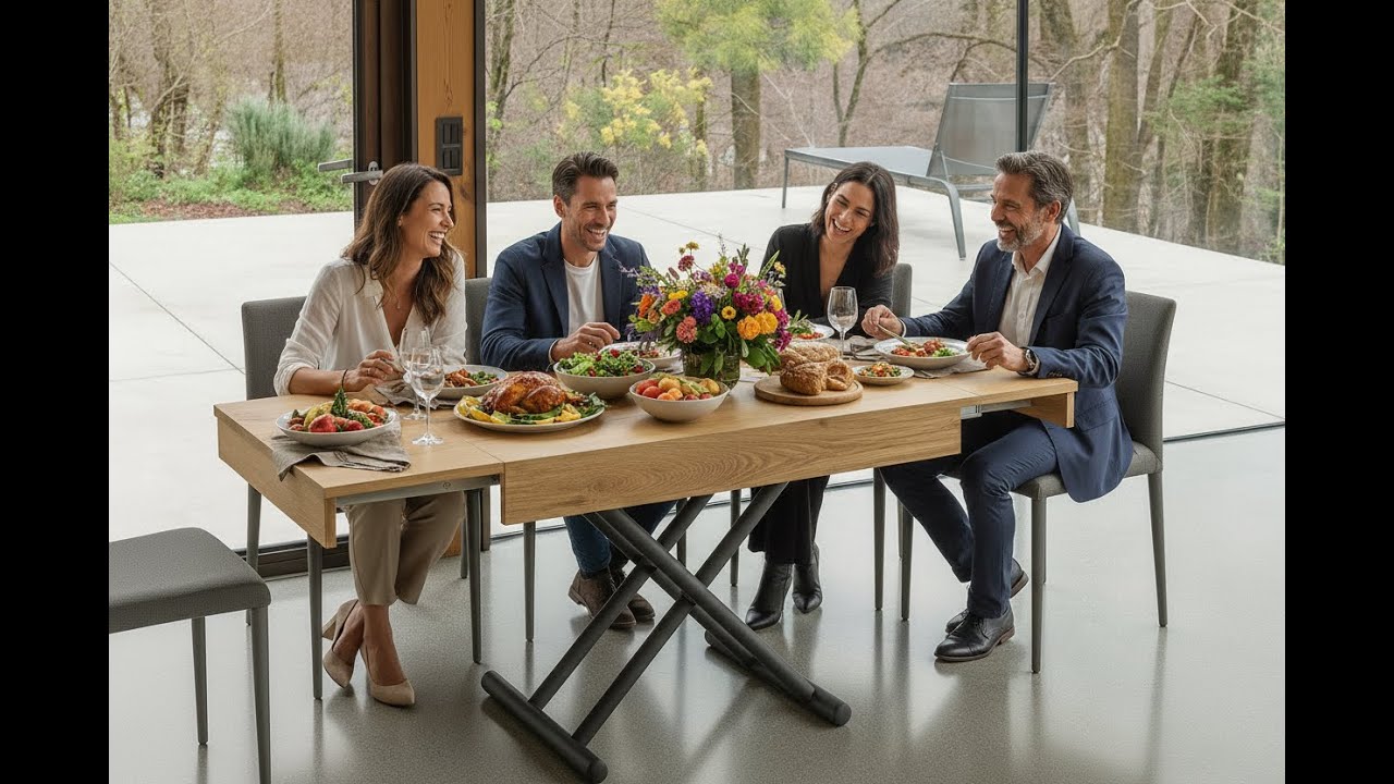 Table basse relevable et extensible en bois Altacom Compact – Table transformable  en table de repas