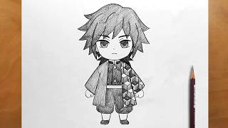 How to Draw Chibi Giyu Tomioka ✍️ (Demon Slayer) | Easy Pencil Drawing Tutorial