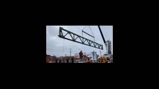 Removal of the canal bridge trusses 1/27/2023 in Albion,  NY