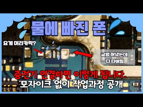   침수된 스마트폰 절때 충전기 꽂지 마세요 다 탑니다 타버린 보드 내부 대공개 덤으로 침수폰 복구과정도 보여드립니다