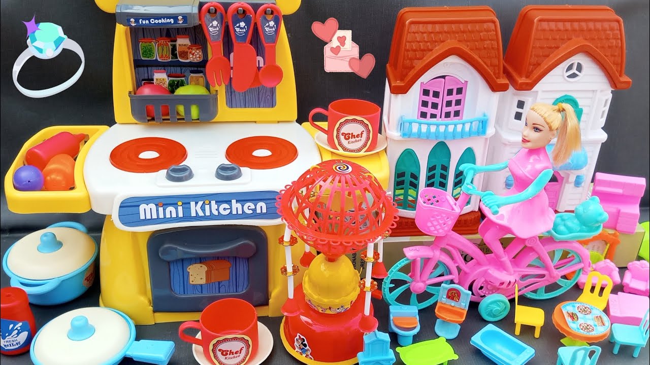 9 Minutes Satisfying with Unboxing Pink Barbie Dream House and Kitchen Set Toys Review | ASMR