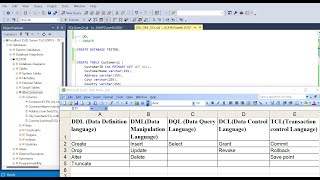 SQL database DDL DML DQL DCL and TCL Commands - Complete Practical queries with examples