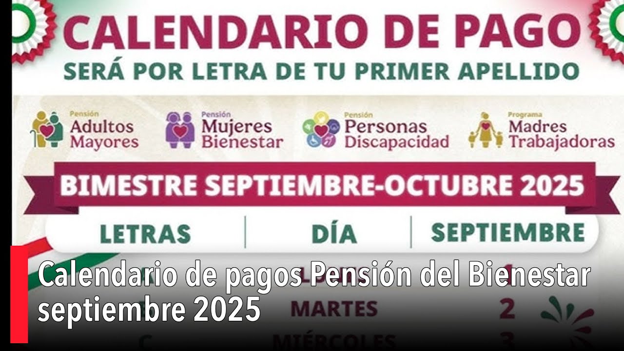 ⚠ Calendario de pagos Pensión del Bienestar septiembre 2025 - YouTube