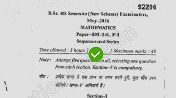 2016 Mdu BSc 4th Mathematics Sequence & Series Question Paper