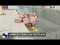 Festejos por el triunfo de México dejan toneladas de basura y severos encharcamientos en Reforma