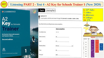 A2 KEY for Schools Trainer 1 - Listening Part 2 - Test 4 (Transcript + Key)
