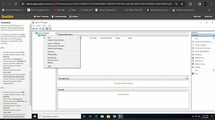 9.1.6 Create Virtual Machines : TestOut