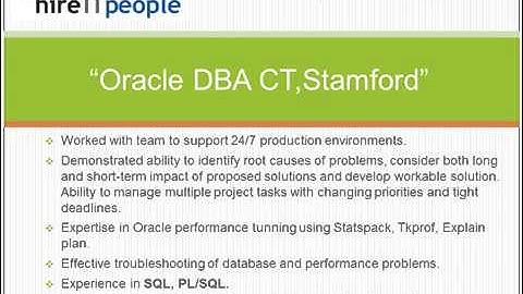 Oracle DBA Resume Stamford, CT