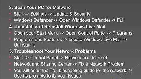 How do I fix Windows Live mail errors