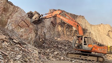 "Massive Rock Break with Excavator: Excavator