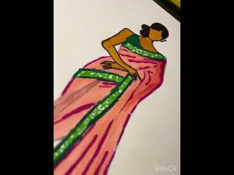 Girl Dress Design | Fashion Illustration | Saree Design | Indian Attire | Beautiful Dress Design