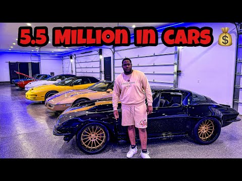 5.5 Million in old schools classic cars 💰😳 this garage has a basketball 🏀 court ￼￼‼️
