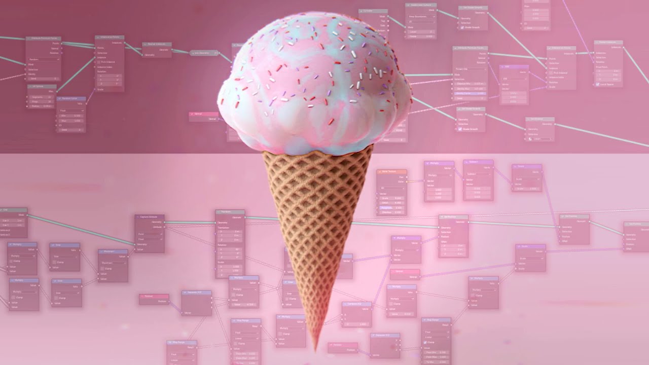 ice cream building effect geometry nodes blender 3D model animated