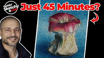 Can I Draw an Apple with Colored Pencils LIVE in 45 Minutes? - Gettin