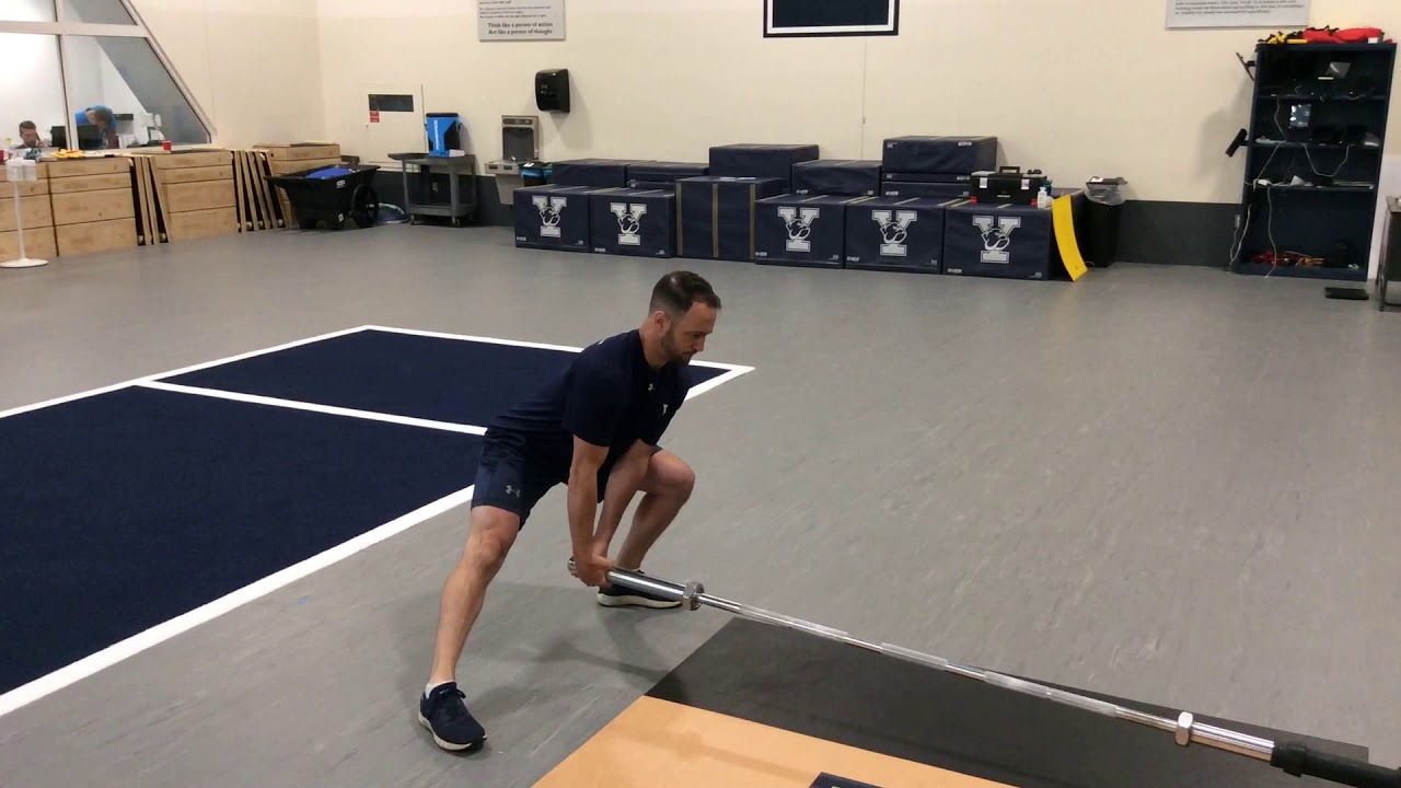 Landmine sliding lateral squat - YouTube