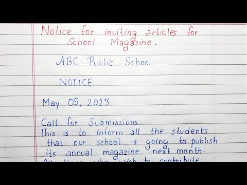 Write A Notice For Inviting Articles For School Magazine English 