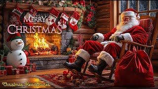 Santa Claus With Cozy Christmas Fireplace 🎅 Relaxing Instrumental Christmas Music🎄Christmas Ambience